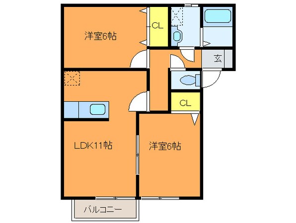 エ－デルハイムＡ棟の物件間取画像